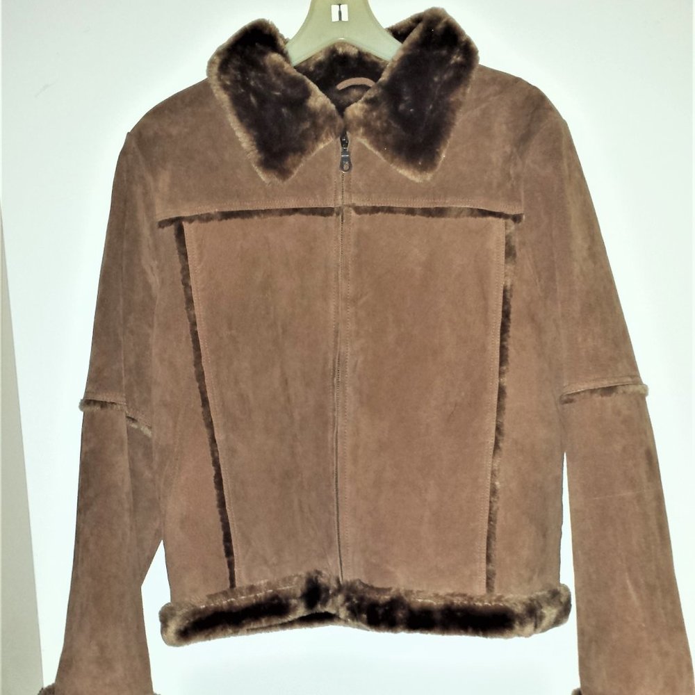 Ladies Tan Suede Leather Jacket